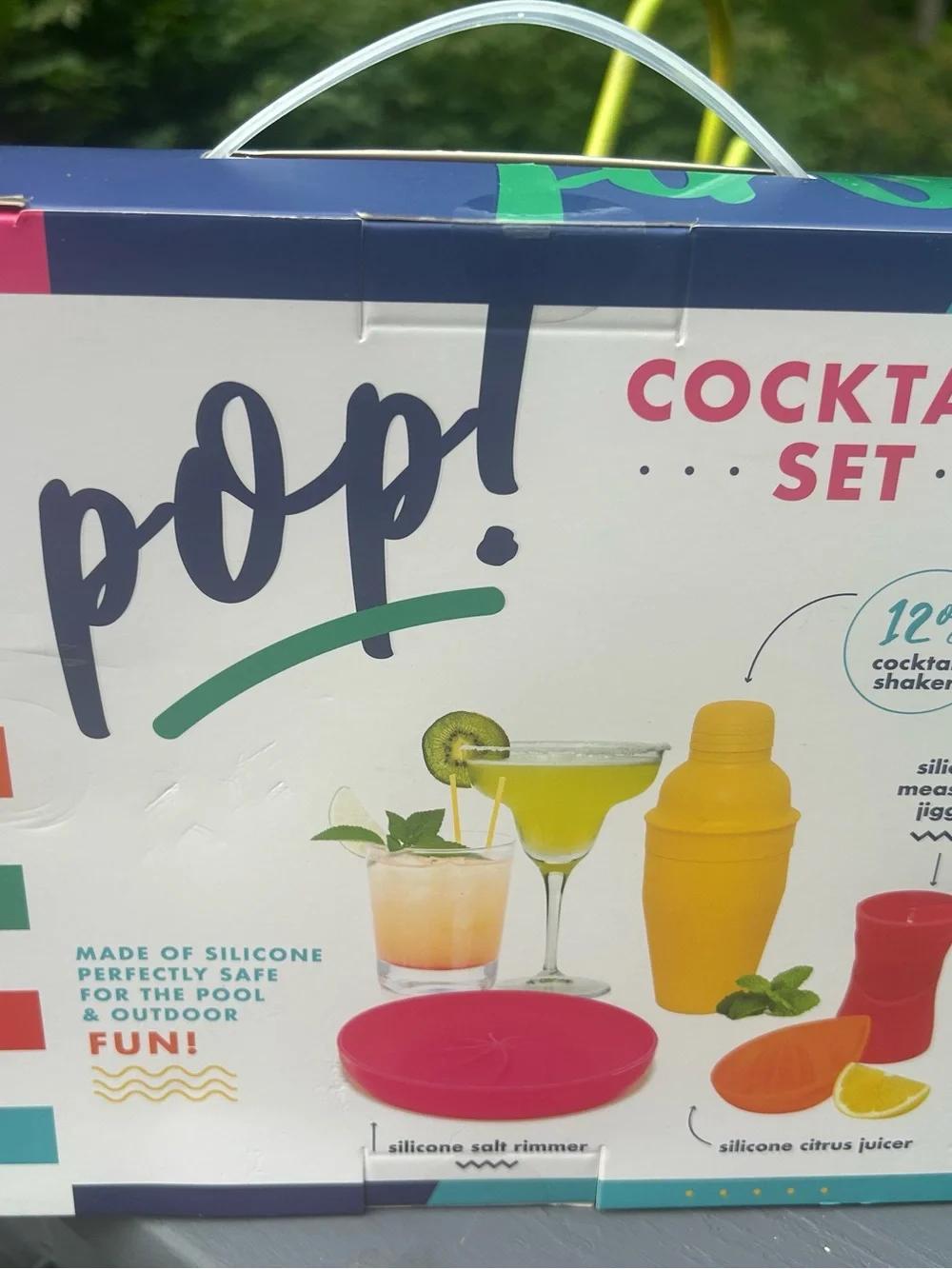 Pier 1 Silicone Pop! Cocktail Set in Blue, Teal & Red  NEW